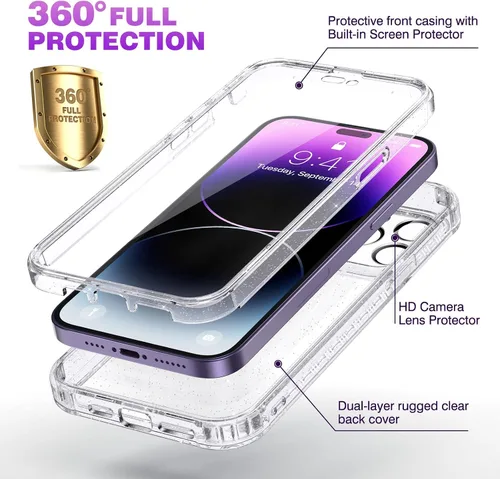 Miniatura 2 de Diaclara - Funda diseñada para iPhone 14 Pro Max de 6.7 pulgadas, resistente, con protector de pantalla sensible al tacto y antiarañazos + protector