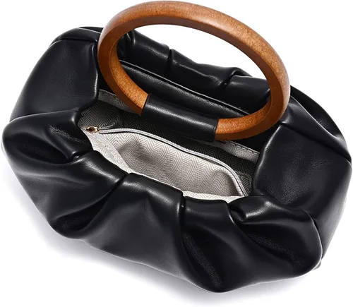 Miniatura 4 de Bolso de embrague de noche y bolsa de masa dorsal de nube pequeños bolsos de moda con asa de madera