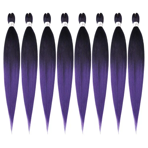 Miniatura 48 de Cabello trenzado preestirado negro natural, cabello largo trenzado de 32 pulgadas, 8 paquetes de extensiones de cabello trenzado profesional