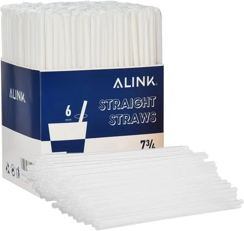 Miniatura 11 de ALINK Paquete de 500 popotes desechables de plástico de varios colores, pajitas rectas envueltas individualmente, 7.75 x 0.23 pulgadas