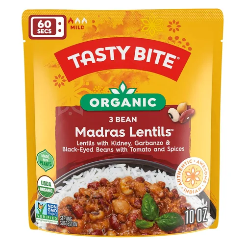 Miniatura 4 de Tasty Bite - Lentejas Madras de 3 frijoles, orgánico, 10 onzas, 6 unidades (paquete de 6)