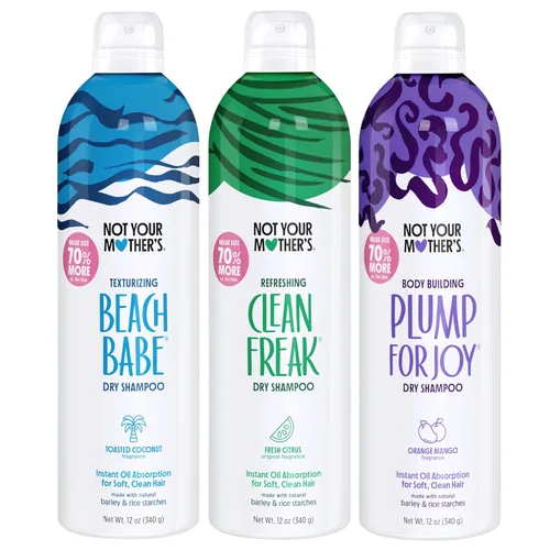 Miniatura 7 de Not Your Mother's Dry Shampoo Spray Signature Surtido (paquete de 3) – 7 onzas cada uno – Clean Freak, Plump for Joy & Beach Babe – Absorbe