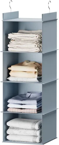 YOUDENOVA Organizador colgante de armario, 4 estantes colgantes para armario, color gris
