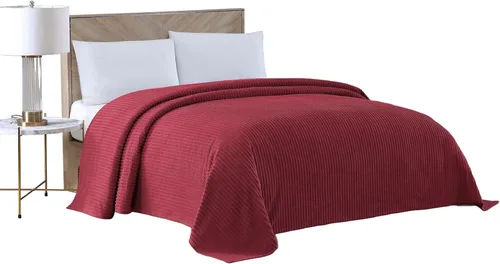 Miniatura 12 de Beatrice Home Fashions Colcha de chenilla de canal, matrimonial, color azul