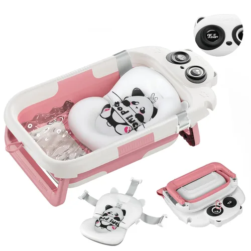 Miniatura 8 de Bañera plegable para recién nacidos a niños pequeños (0 a 24 meses), bañera portátil para bebés para viajes, bañera para recién nacidos con cojín