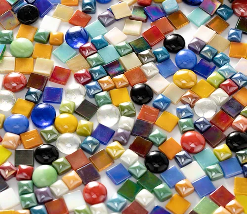 Miniatura 4 de Lanyani Paquete de Gran Valor de 2.2 Libras de Azulejos de Mosaico de Vidrio a Granel para Manualidades de Bricolaje, Varias Piezas de Azulejos
