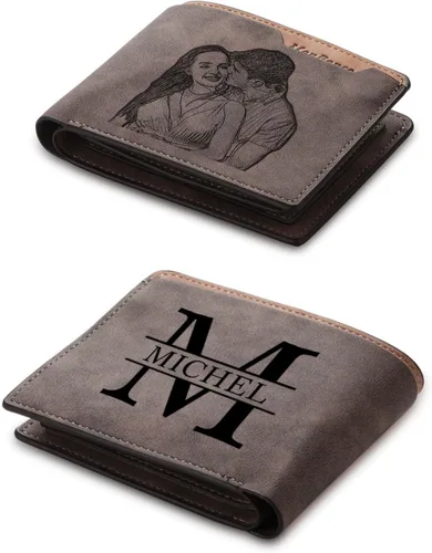 Lovejewelry Carteras personalizadas con fotos para hombres, cartera de piel grabada para padre, novio (estilo 1)