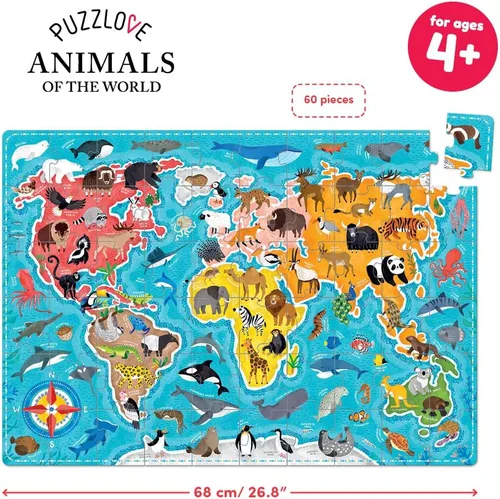 Miniatura 4 de Puzzlove Animals of The World (60 piezas) Rompecabezas de 4+ piso