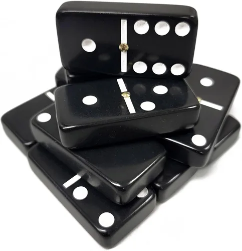 Miniatura 2 de Marion & Co. Dominó Doble Seis 6 Azulejos Negros Tamaño Jumbo de Torneo Profesional con Giradores en Bolsa Elegante de Terciopelo Negro