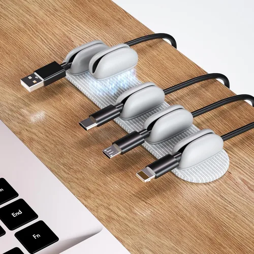 Miniatura 8 de Paquete de 6 soportes organizadores de cables Puretor – Fuerte adhesivo y gestión de cables de escritorio magnéticos, organiza sin esfuerzo cables
