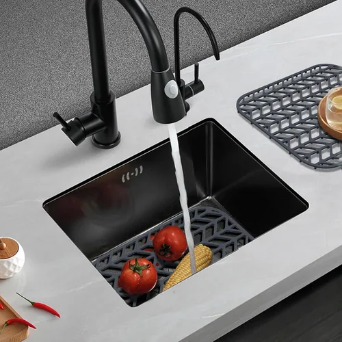 Miniatura 5 de Protectores de fregadero de cocina de 12 x 11 y 13 x 11 pulgadas, protectores de silicona para fregadero de cocina para la parte inferior del Gris