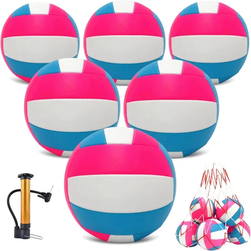 Miniatura 8 de Official Size 5 Volleyball Balls, Waterproof Soft Bulk Recreational Volley Balls with Pump and Net Bag for Beach Pool Sand Training for Beginner