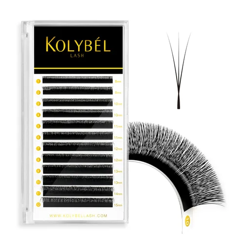 Miniatura 8 de KOLYBEL Extensión de pestañas W con floración automática, volumen 4D, pestañas postizas en abanico 0.07 C/D, rizo de visón sintético, color negro