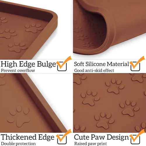 Miniatura 4 de Ptlom - Tapete para mascotas para perros y gatos, impermeable de silicona para cuencos de alimentación de mascotas para comida y agua, para perros