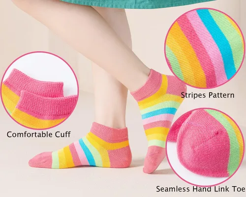 Miniatura 22 de EPEIUS Paquete de 5 calcetines sin costuras con rayas arcoíris para niños y niñas
