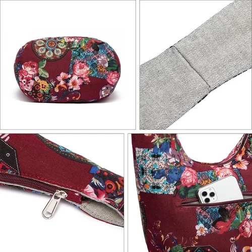 Miniatura 190 de Bolsa de hombro para mujer, de lona en estilo hippie/bohemio para llevar cruzada al hombro, disponible en diferentes colores y estampados