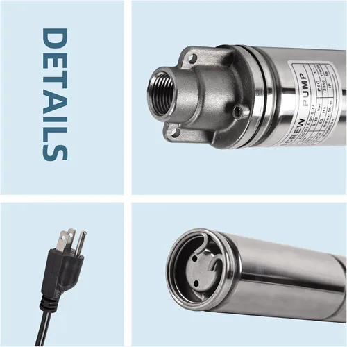 Miniatura 6 de Bomba sumergible de pozo profundo de 0.75 HP, 220 V/60 Hz, 4.8 GPM, cabeza de 206 pies, acero inoxidable con cable de 49 pies, bombas de agua