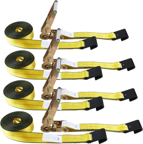Miniatura 8 de Correas de trinquete con gancho plano - Correas de amarre resistentes - 2 pulgadas x 27 pies - Correa resistente a la intemperie - Límite de carga