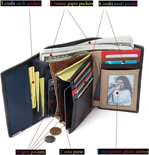 Miniatura 2 de Carteras multicolor para mujer, tarjetero de cuero genuino, monederos grandes, embrague para teléfono, Multicolor-S, Cartera de viaje