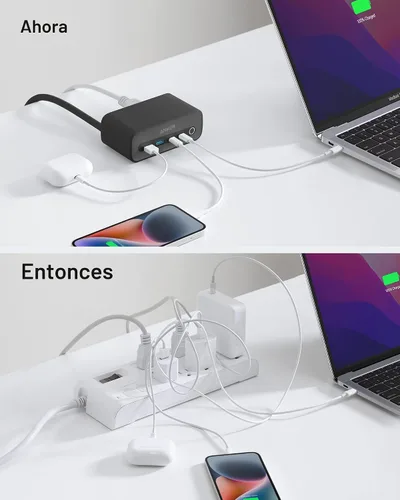 Miniatura 5 de Estación de carga Anker 525, regleta de alimentación USB C 7 en 1 para iPhone 13/14, cable de extensión de 5 pies con 3 AC, 2 USB A, 2 USB C, Negro