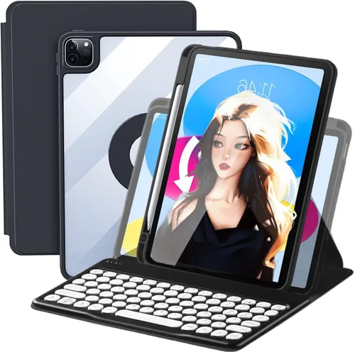 Miniatura 8 de Funda de teclado para iPad de 9ª/8ª/7ª generación, funda vertical para iPad 10.2/Air3/Pro10.5 con soporte para teclado y lápiz, soporte magnético