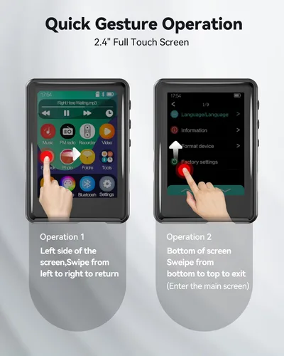 Miniatura 6 de Reproductor de MP3 con Bluetooth 5.3, pantalla táctil completa de 16 GB, dispositivo de música portátil para niños con altavoz, radio FM, libro