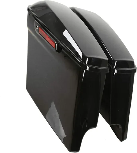 Miniatura 2 de Alforjas rígidas extendidas de 5 pulgadas, color negro brillante, con tapas, pestillo, juego de llaves compatibles con Harley modelos Touring