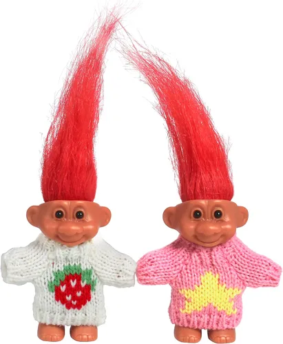 Miniatura 10 de 2 PIEZAS Muñecos Retro Lucky Troll con Suéteres Tejidos a Mano - Coloridos, Adorables, Ideales para Colecciones, Proyectos Escolares, Manualidades