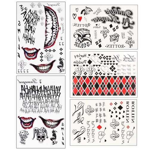 Miniatura 8 de 3 hojas de tatuajes temporales de tatuajes adhesivos perfectos para Halloween, cosplay, disfraces y accesorios de fiesta