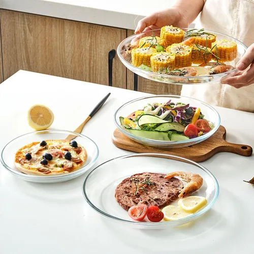 Miniatura 4 de Platos redondos de vidrio templado de 7 pulgadas, pequeños mini aperitivos, frutas, ensaladas y pasteles, juego de 3