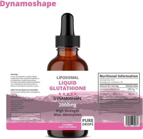 Miniatura 5 de Glutatión liposomal de 2000 mg con vitamina C, líquido de glutatión oral, suplemento antioxidante para desintoxicación, absorción superior, dosis