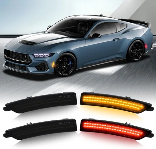 Miniatura 8 de Luces de posición laterales LED D-Lumina de doble fila en blanco, compatibles con Ford Mustang 2010-2014, lente ahumada, marcadores laterales