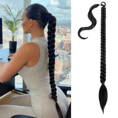 Miniatura 24 de Mebeli Extensiones de cola de caballo trenzadas, extensiones trenzadas, extensiones de cola de caballo largas trenzadas, extensiones de cola de #2