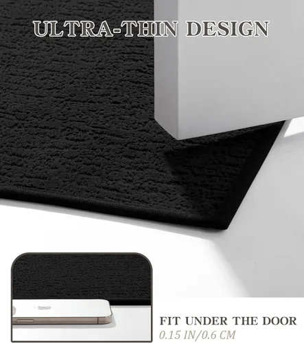 Miniatura 3 de Chakme Juego de 2 alfombras de baño ultrafinas, absorbentes, antideslizantes, lavables a máquina, color negro, 17 x 24 pulgadas / 17 x 30 pulgadas