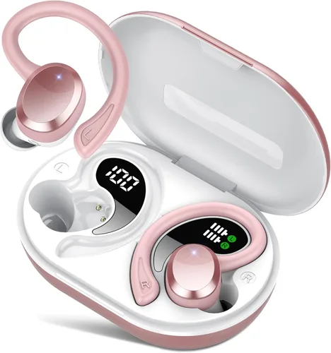 Miniatura 10 de sprtoybat Auriculares sobre la oreja con gancho, auriculares inalámbricos deportivos Bluetooth 5.4 2026, pantalla LED de 68 horas de reproducción