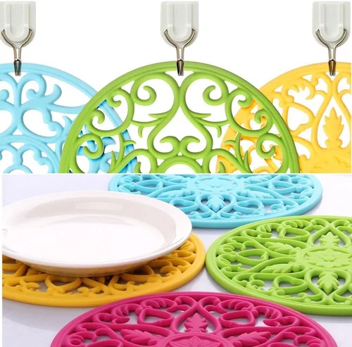 Miniatura 6 de ME.FAN Salamanteles para Platos/Ollas/Sartenes, 3 Piezas de Almohadillas de Silicona, Almohadillas Calientes Flexibles/Durables/Antideslizantes