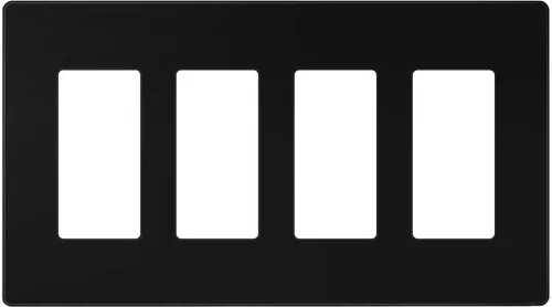 ENERLITES Placas de pared decorativas sin tornillos, cubiertas de tomacorrientes seguras para niños, tamaño de 4 posiciones, 4.68" H x 8.30" L, Negro
