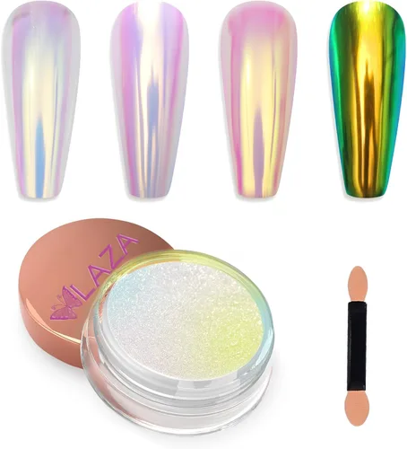 Miniatura 2 de Laza Polvo de uñas cromadas de sirena, uñas esmaltadas en forma de dona, pigmento metálico con efecto de espejo, polvo iridiscente de perlas