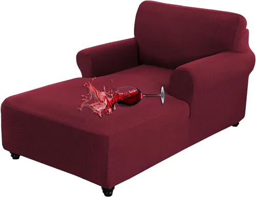 OKYUK Funda para tumbona de jacquard, elástica con doble brazo, lavable a máquina, protector de muebles suave para sala de estar y dormitorio (rojo)