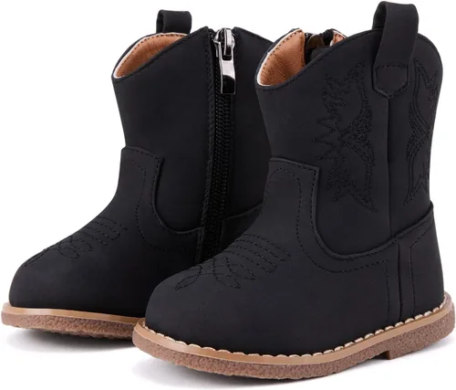 BMCiTYBM Botas de bebé vaqueras para niño y niña, botas vaqueras occidentales para bebé, botas de vaquero para bebé con punta redonda, botas de