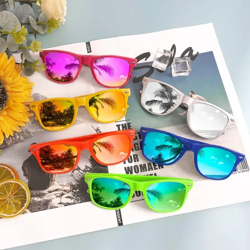 Miniatura 55 de Suministros para regalos de fiesta de colores neón Paquete de 8 gafas de sol unisex