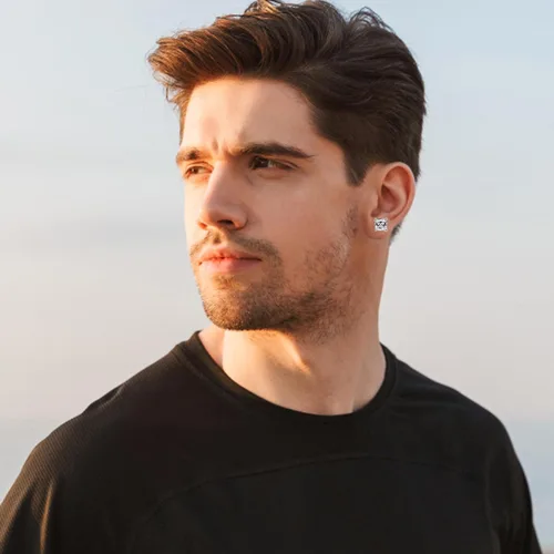Miniatura 3 de Jstyle 2 pares de aretes magnéticos de acero inoxidable para hombres y mujeres, circonita cúbica sin perforación, hipoalergénicos de 0.197-0.315 in