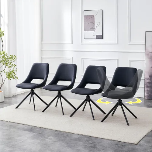 Miniatura 14 de Silla decorativa sin brazos, silla de tocador sin ruedas, juego de 2 sillas de comedor Retorno automático inteligente de 180°, respaldo