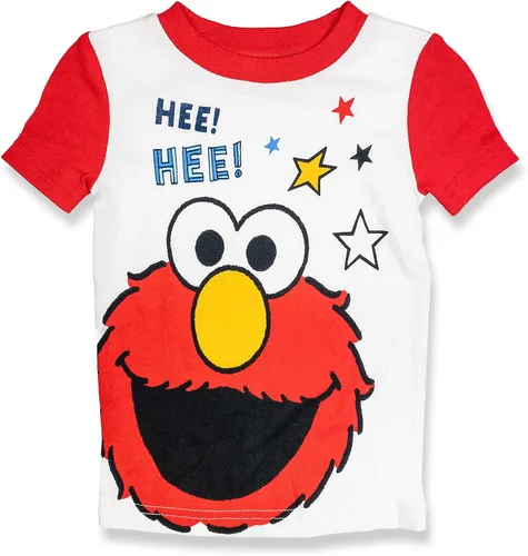 Miniatura 2 de Sesame Street Elmo - Conjunto de pijama de 2 piezas, con pantuflas Elmo a juego, 100% algodón, color rojo, Rojo