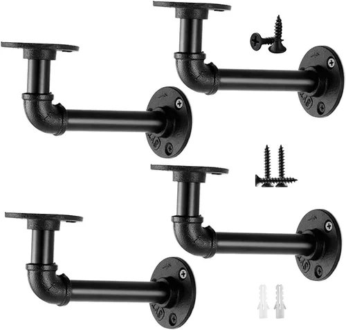 Janyang Soportes industriales para estantes de tubos para tableros de 8, 10, 12, 14 pulgadas, estantes flotantes de tubo de hierro L, soportes de