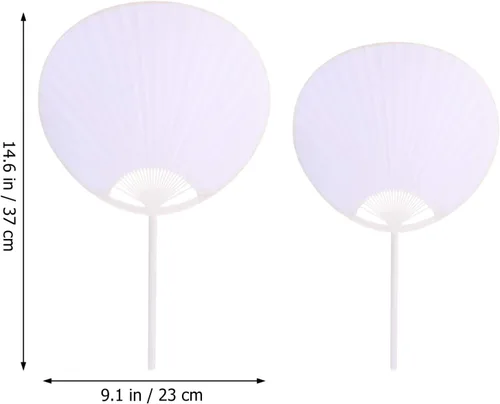 Miniatura 8 de Toyvian Ventilador plegable en blanco, 8 unidades, estilo chino, japonés, ventilador de mano de papel de mano con borla, ventiladores antiguos