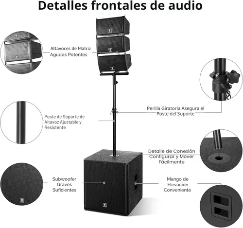 Miniatura 2 de PRORECK Club 8000 juego de sistema de audio de 18 pulgadas y 8000W P.M.P.O estéreo para DJ/altavoces PA alimentados, conjunto de 6 altavoces