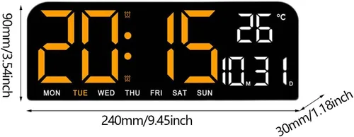 Miniatura 4 de Reloj digital grande LED grande con temperatura de fecha y semana, montaje en pared, temporizador enorme, alarma fuerte para decoración de mesita