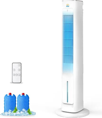 Enfriador de aire evaporativo portátil, ventiladores de enfriamiento 3 en 1 que soplan aire frío con tanque de agua de 3 L, ventilador de torre de