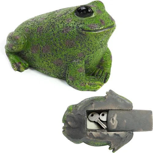 Ocultador de llave de repuesto para exteriores, forma de rana, para ocultar una llave para decoración de jardín, soporte para llaves para casa,